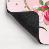 金ゴールドグリッター&ピンクフローラユニコーントレンディー マウスパッド (コーナー)