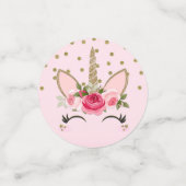 金ゴールドグリッター&ピンクフローラユニコーン誕生日パーティー コンフェッティ (スモール正面)