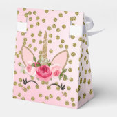 金ゴールドグリッター&ピンクフローラユニコーン誕生日パーティー フェイバーボックス (裏面サイド)