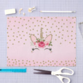 金ゴールドグリッター&ピンクフローラユニコーン誕生日パーティー 薄葉紙 (クラフト)