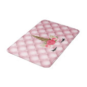 金ゴールドグリッター&ピンクローズユニコーントレンディーかわいい バスマット (アングル)