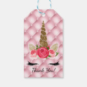 金ゴールドグリッター&ピンクローズユニコーンバースデーパーティー ギフトタグ (裏面)