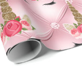 金ゴールドグリッター&ピンクローズユニコーンバースデーパーティー ラッピングペーパー (ロールコーナー)