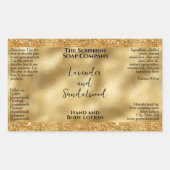 金ゴールドグリッター&フォイル化粧品ボトルラベル 長方形シール (正面)