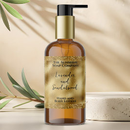 金ゴールドグリッター&フォイル化粧品ボトルラベル 長方形シール