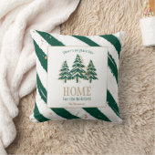 金ゴールドグリッター&フォレストグリーンパインツリークリスマス クッション (ブランケット)