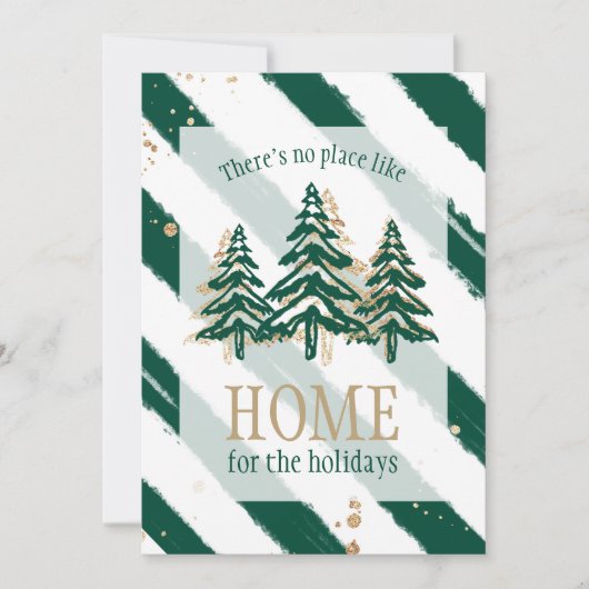 金ゴールドグリッター&フォレストグリーンパインツリークリスマス シーズンカード (正面)