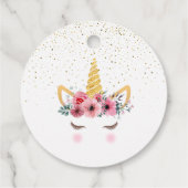 金ゴールドグリッター |フローラユニコーンホーン誕生日ベビー フェイバータグ (裏面)