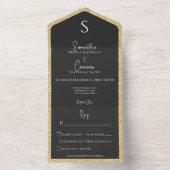 金ゴールドグリッター&ブラックグラムディナモダンー オールインワン招待状 (内側)