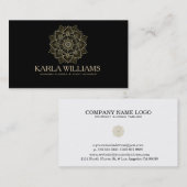 金ゴールドグリッター&ブラックフローラマンダラ 名刺 (正面/裏面)