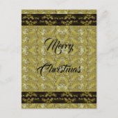 金ゴールドグリッター，ブラックリボンと星，ミニマリスト ポストカード (正面)