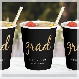 金ゴールドグリッター |ブラック卒業紙カップ 紙コップ