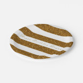 金ゴールドグリッター&ホワイトストライプパーティーシックプレート ペーパープレート (アングル)
