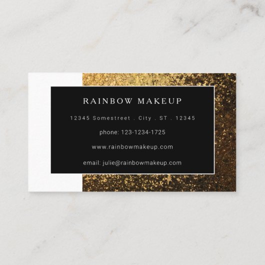 金ゴールドグリッター&ホワイトトレンディープロフェッショナルアーティスト 名刺 (裏面)