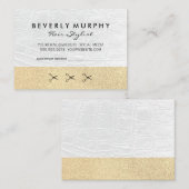 金ゴールドグリッター/ホワイトレザー/アポイントメント 予約カード (正面/裏面)