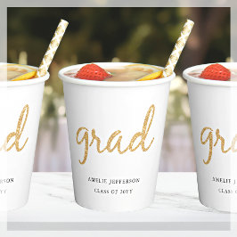 金ゴールドグリッター |ホワイト卒業紙カップ 紙コップ