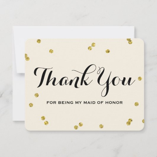 金ゴールドグリッター | メイド・オブ・オーナー（花嫁付き添い人）サンキューカード サンキューカード (正面)