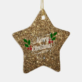 金ゴールドグリッター,光沢とメリーきらめくクリスマス セラミックオーナメント (右)
