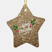 金ゴールドグリッター,光沢とメリーきらめくクリスマス セラミックオーナメント (左)