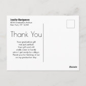 金ゴールドグリッター&卒業キャップonブラックサンキュー ポストカード (裏面)