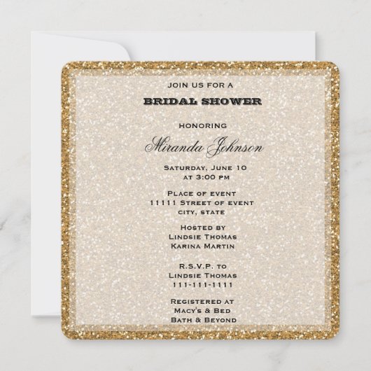 金ゴールドグリッター 招待状 (正面)