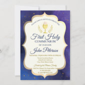 金ゴールドグリッター,星,チャリス最初の聖餐式 招待状 (正面)