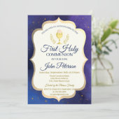 金ゴールドグリッター,星,チャリス最初の聖餐式 招待状 (スタンド正面)