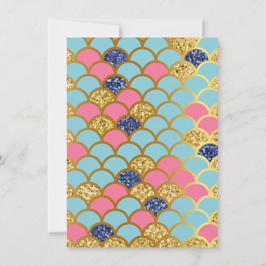 金ゴールドグリッター |海の下の人魚誕生日 サンキューカード (裏面)