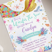 金ゴールドグリッター |海の下の人魚誕生日 招待状