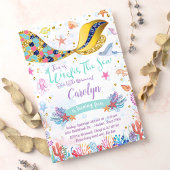 金ゴールドグリッター |海の下の人魚誕生日 招待状