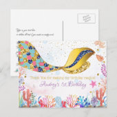 金ゴールドグリッター│海底人魚サンキューカード シーズンポストカード (正面/裏面)