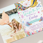 金ゴールドグリッター│海面下の人魚誕生日写真 招待状