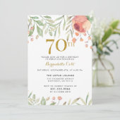 金ゴールドグリッター&色彩の鮮やかバラ70歳誕生日パーティー 招待状 (スタンド正面)