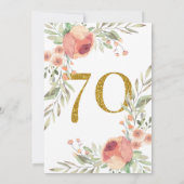 金ゴールドグリッター&色彩の鮮やかバラ70歳誕生日パーティー 招待状 (裏面)