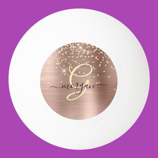 金ゴールドグリッター、金ゴールドモノグラム、ブラックスクリプト名 卓球ボール