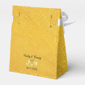 金ゴールドグリッター、金ゴールド結婚葉のケーキ フェイバーボックス (裏面サイド)