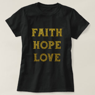 金ゴールドグリッター Faith Hope Love Tシャツ