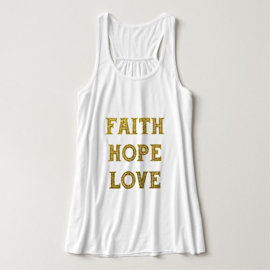 金ゴールドグリッター | Faith Hope Love T-Shirt タンクトップ (デザイン正面)