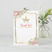 金ゴールドグリッター | Unicorn Horn Baby Shower誕生日 サンキューカード (スタンド正面)