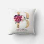 金ゴールドグリッターBモノグラムフローラブルゴーニュレッド クッション (裏面)