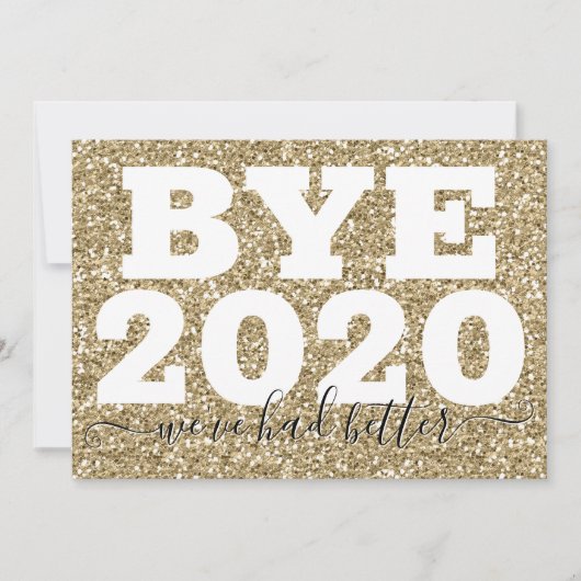 金ゴールドグリッターBye 2020 We have better New Year カード (正面)