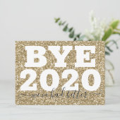 金ゴールドグリッターBye 2020 We have better New Year カード (スタンド正面)