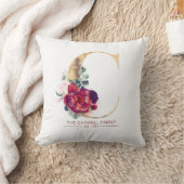 金ゴールドグリッターCモノグラムフローラブルゴーニュレッド クッション (ブランケット)