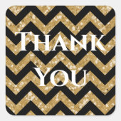 金ゴールドグリッターChevron Thank Youスタンプ スクエアシール (正面)