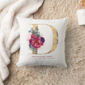 金ゴールドグリッターDモノグラムフローラブルゴーニュレッド クッション (ブランケット)