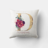 金ゴールドグリッターDモノグラムフローラブルゴーニュレッド クッション (裏面)