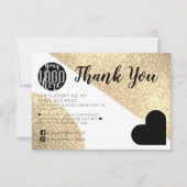 金ゴールドグリッターGeoハートロゴお客様ありがとう サンキューカード (正面)