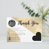 金ゴールドグリッターGeoハートロゴお客様ありがとう サンキューカード (スタンド正面)