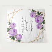 金ゴールドグリッターGeo Purpleフローラ写真の背景の記号 タペストリー (正面(横))