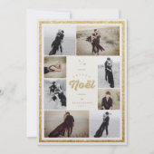 金ゴールドグリッターJoyeux Noel Christmas 8フォトコラージュ シーズンカード (正面)